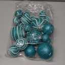 32 Pcs Christmas Hanging Balls - 3 Size Glitter Pearl & Sequin Xmas Tree Ornaments Pearl Balls for Thanksgiving Day Xmas Trees Wreath Garland Holiday Party(Turquoise)