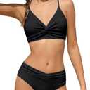 Girls Swimsuits 2 Piece Bathing Suit Teen Cute Criss Cross Solid Beach Bikini Set Swimwear with Chest Pad 13-14Y