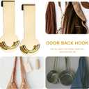 Door Hooks Bathroom Removable Towel Hooks 2 Pcs of Stainless Steel Coat Hooks Kitchen, Bedroom and Office Utility Door Hooks (Golden)