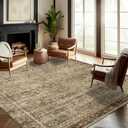 CHAMPLANT Area Rug 8x10 Washable Rug Brown Vintage Traditional Mat Distressed Indoor Foldable Thin Retro Accent Floral Non Slip Carpet Living Room Dining Room Office