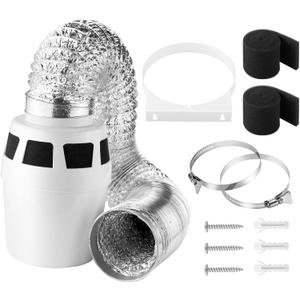 [Upgraded]AMI PARTS 3 IN 1 Indoor Dryer Vent Kit Include Dryer Vent Bucket and Dryer Hose with 4-Inch by 5-Feet Proflex Duct for Electric Dryer