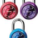 Master Lock Padlock, Mini Dial Combination Lock for Gym or School Lockers, Small Lock is 1-9/16 Inches Wide, Color Assortment Pack, (Pack of 3), 1533TRI