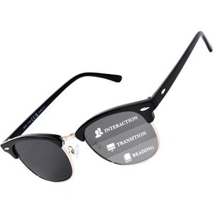 OPTOFENDY Progressive Reading Sunglasses for Women Men No Line Multifocus Sun Readers Outdoor Reading Sunglasses (Black)