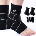 Copper Ankle Brace for Women Men-2 Pack Ankle Compression Sleeve Support for Sprained Ankle, Plantar Fasciitis Relief & Achilles Tendonitis Brace, Sports, Running, Black, 2XL