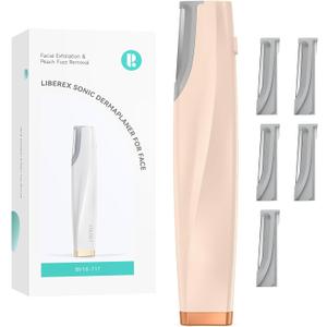 Sonic Dermaplaning Tool for Face - Rechargeable Dermaplane Razor with 6 Refill Dermablades, Facial Hair & Peach Fuzz Remover for Women (Pink)