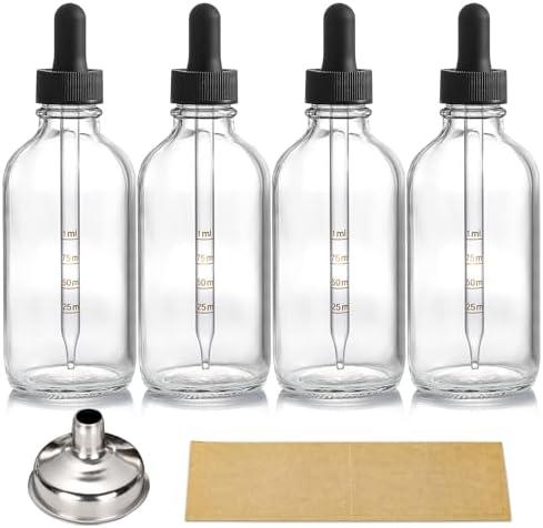 4 Pack 4oz Glass Dropper Bottles with Measured Dropper - 120ml Clear Tincture Bottles with Calibrated Glass Eye Droppers (1ml), Leakproof Essential Oil Bottle for Health, Personal Care & Beauty