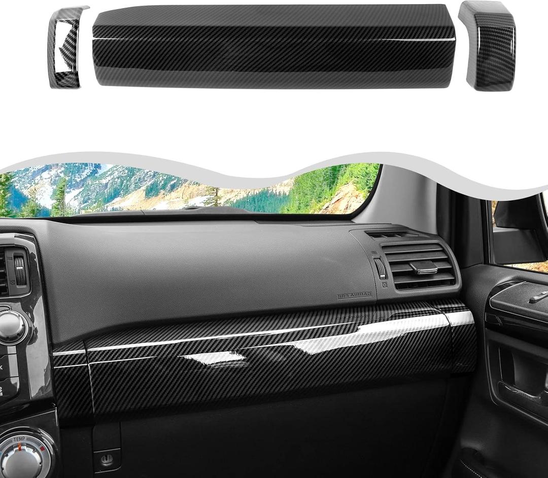Voodonala for 4Runner 2010-2023 Center Console Co-Pilot Passenger Decoration Trim fit Toyota 4Runner SUV 2010-2023(Carbon Fiber Black,3Pcs/Set,ABS)