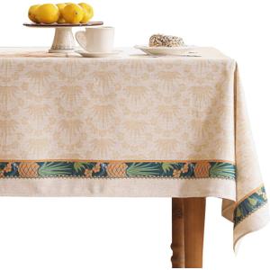 Patdrea Designer Orange Tablecloth for Rectangle Tables,Pineapple Tree Pattern Linen Tablecloth,Tropical Style Fruit Table Cover Cloth Decor for Kitchen Dining Christmas,63"*110"