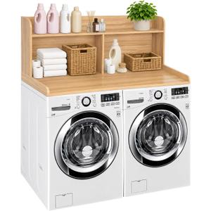 Royxen Laundry Countertop with 20“ Shelf Universal Fit, Washer and Dryer Countertop with Storage Space, Oak