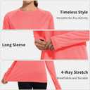 QBK Women's Neon T Shirt Long Sleeve T-Shirt Sun Protection UPF 50+ for Hiking Fishing Workout Rash Guard and Athletic Sports (Pink, S)