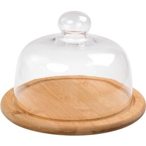 7.1''Glass Dessert Dome with Base, Mini Decorative Cake Tray with Glass Dome Cover, Cake Fruit Display Server Tray for Kitchen, Birthday, Wedding, Appetizer Dessert and Cheese Serving Platter