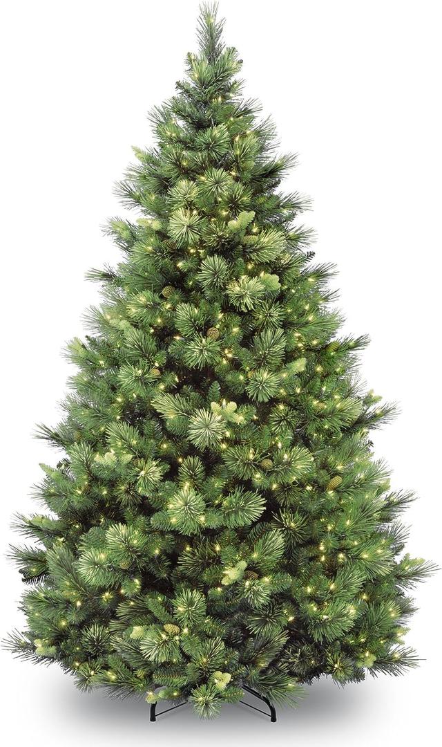 National Tree Company 6.5 ft Pre-Lit Carolina Pine Artificial Christmas Tree, 650 Clear Lights, 911 Tips, Includes Stand, Green