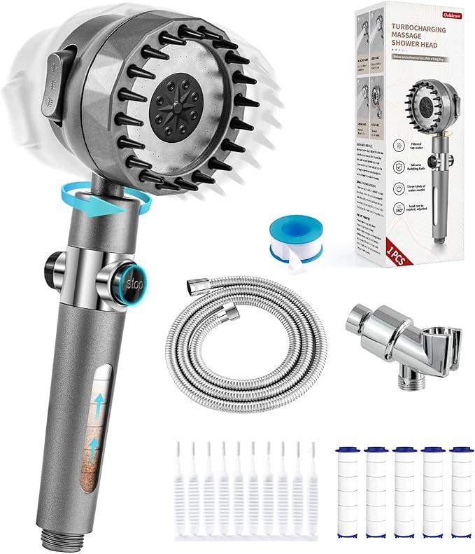 Ion Drops Filtered Shower Head with Handheld, High Pressure Water Flow Showerhead, with Shower Head Filter for Hard Water Boosting, with ON/OFF Switch and Rotatable Head
