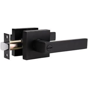 1 Pack Modern Black Door Handles Privacy Door Levers Black Door Knobs Interior Heavy Duty Reversible Door Locks Keyless Square Interior Door Handle