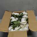 Hananona 50 Pcs Artificial Roses in Bulk, Fake Velvet Silk White Roses Realistic White Roses for Wedding Centerpieces Flower Arrangement Home Decor (50, White)