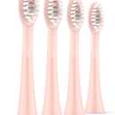 ORDO Replacement Sonic Toothbrush Heads with Pulse Technology for Teeth Cleaning, Plaque Removal, Silicone Polishing, Deep Clean Bristles, Adults, Pack of 4, Rose Gold