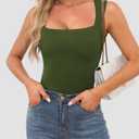 OwnTime Womens Square Neck Tank Tops Dressy Summer Sleeveless Shirts Sexy Going Out Fitted Trendy Tops T Shirts Blouses (M)