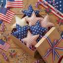 Gemscream 12 Pcs 4th of July Vintage Fabric Hanging Ornaments Patriotic Stuffed Star 250th Anniversary Red Blue White Star American Flag Memorial Day Decorations Independence Day Bowl Filler DIY Craft