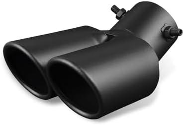 Arwrilt Dual Exhaust Tip, Stainless Steel Bending Muffler Exhaust with Bolt, 2.5" Inlet Dual Tail Pipe Muffler Tip, Automotive Modification Accessory, Universal Tail for Cars (Matte Black)