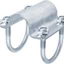 4 Pack 2-3/8" x 1-5/8" OD U-Bolt Cross Clamps, Adjustable Neck Rail to Post Bracket, Connector for Stall Barn Corral Panels Chain Link Fence, 5/32" Thick