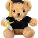 Sotiff Graduation Bear Class of 2025, 8 Inch Stuffed Animal Graduation Gift Light Brown Graduation Plush Bear with Hat for Kindergarten Elementary High School College Graduation Party School