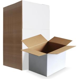 HORLIMER 8x6x6 Shipping Boxes Set of 40, White Corrugated Cardboard Mailer Box for Packing Small Business