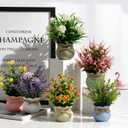 Yoratee 6PCS Artificial Flowers Pot Small Fake Plants with Mini Potted Plants for Home Office Tabletop Centerpiece Decoration