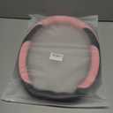 INEBIZ Universal Car Steering Wheel Cover Microfiber Leather Viscose Multi-Element Stitching (Black&Pink, D)