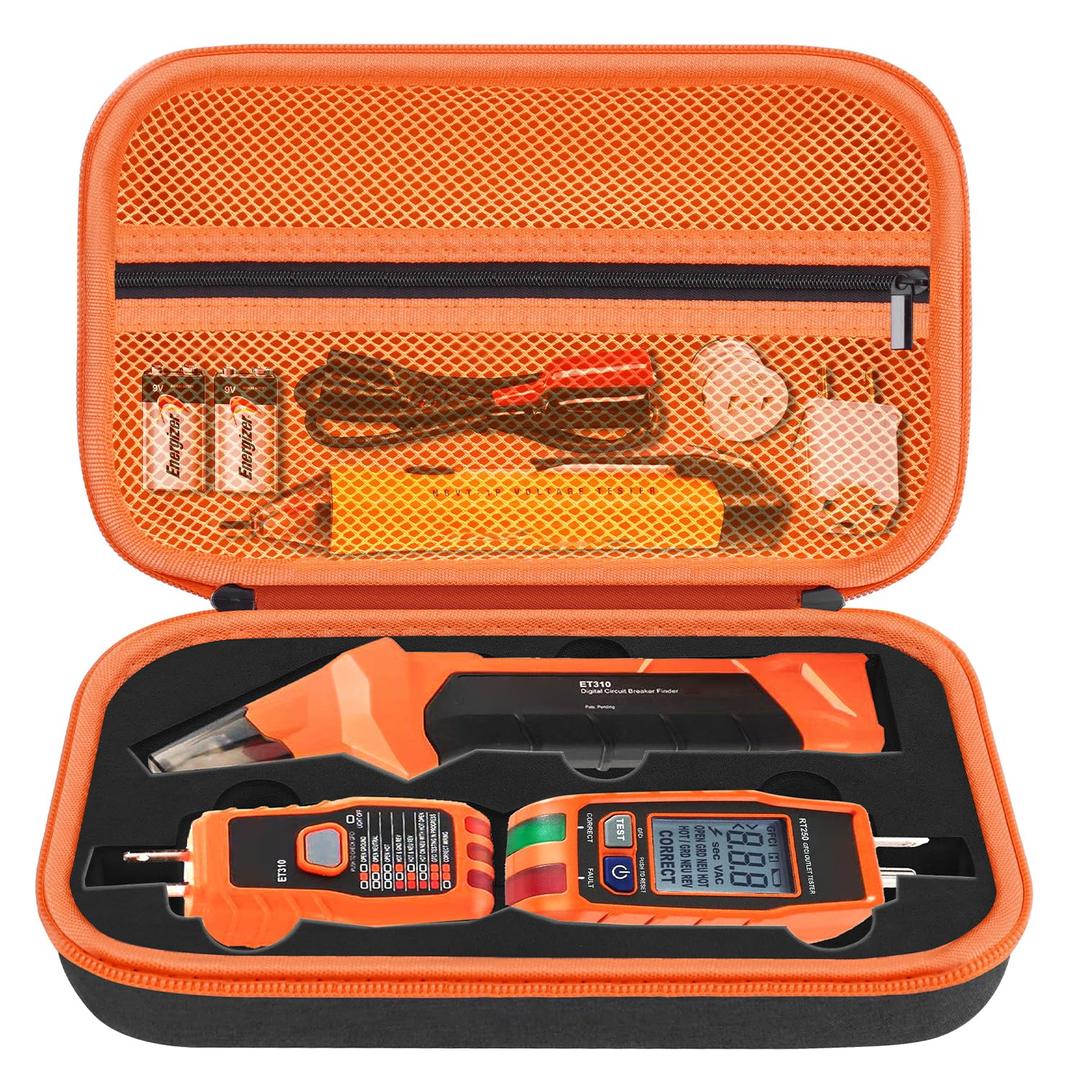Hard Case for Klein Tools ET310 AC Circuit Breaker Finder Electric Tester & 80041 Outlet Repair Tool Kit & RT250 GFCI Outlet Tester and Accessories Electrical Tools Storage Organizer Bag (Case Only)