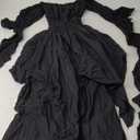 LTAKK Renaissance Dress Women Medieval Costume Victorian Dresses Peasant Gothic Fairy Witch Wedding Under Dress (Small/Medium, Black)