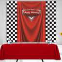 7x5ft Car Black White Grid Red Birthday Themed Backdrops Racing Flag Red Photo Backgrounds for Photography Happy Birthday Party Banner Photo Booth Props