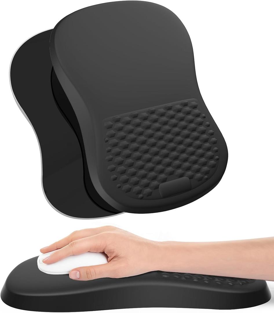 eulps Ergonomic Mouse Pad with Wrist Rest Support, Mousepad with Comfortable Memory Foam Wrist Rest and Non-Slip PU Base for Pain Relief, Computer, Laptop, Office, Home (05Dark Black)