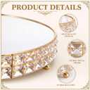 LemonRoad Crystal Cake Stand with Mirror, Gold Round, 14 Inch