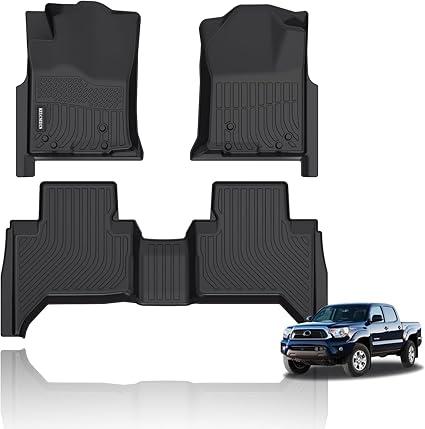 KELCSEECS All Weather Floor Mats Fit for Toyota Tacoma Double Cab 2005-2015 (Only for Automatic Models) Car Mats TPE Floor Liners Tacoma Accessories Front& Rear Row