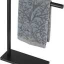 JQK Hand Towel Holder Stand Black, Modern Tree Rack Free Standing for Countertop with 12 Inch Bar, 304 Stainless Steel Matte Black Thicken 0.8mm, HTT170-PB