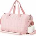 Pink Dance Bag Gifts for Young Girls Quilted Duffel Weekender Dance Gym Travel Bag with Shoe Compartment Puffer Tote Quilted Hospital Labor Storage Tote for Women