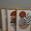 DRACIT Large Boho Mid century Wood Framed Canvas Wall Art Set, Modern Neutral Bohemian Wooden Wall Decor, Minimalist Abstract Geometric Leaf Wall Sculptures for Living Room, Bedroom, Office-16 x243