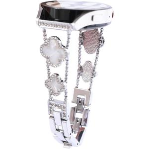for Samsung Galaxy Watch 7 6 5 4 FE Band 40mm 44mm, 20mm Watch Band,Four Leaf Clover Women Bling Diamond Band for Watch 6/4 Classic 5 Pro Active 2 43mm 47mm 42mm 46mm