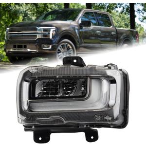 LED DRL Fog Light Lamp Assembly Compatible for 2024 2025 Ford F150 F-150 King Ranch/Platinum Left Driver Side RL3Z15201A