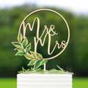 Handcrafted Mr & Mrs Cake Topper Wood Greeny Wedding Cake Decorations - Rustic Bride and Groom Cake Toppers for Engagement, Anniversary, Bridal Shower - Eco-Friendly Just Married Sign