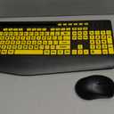 Wireless Keyboard and Mouse Combo - Large Print Ergonomic Keyboard with Wrist Rest, Phone Holder, Sleep Mode, Silent 2.4GHz Keyboard Mouse Set for Computer, Laptop, PC, Mac, Windows - Trueque (1 PACK, Yellow)