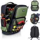 Tool Backpack Heavy Duty, Tool Bag Backpack For Men, Large Empty Toolbag Organizer with Waterproof Molded Hard Bottom, Utility Tool Laptop Storage Back Pack, HVAC Technician Electrician Construction