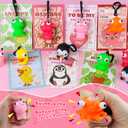 28 Pack Valentines Day Cards for Kids Classroom Valentines Day Gifts for Kids School with Poping Eye Animals Keychain Valentines for Class Valentines Exchange Cards Party Favors Exchange Gift Set