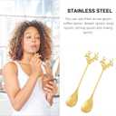 2PCS Stainless Steel Reindeer Spoons,Christmas Deer Head Shape Teaspoons Dessert Coffee Spoon Tableware Creative Tea Spoon Gold Stirring Demitasse for Coffee Tea Ice Cream Sugar Cake