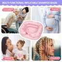 Cehim Inflatable Shampoo Basin - Portable Shampoo Bowl, Hair Washing Basin for Bedridden, Disabled,Injured, Hair Wash Tub for Dreadlocks and at Home Sink Washing (Pink-Bowtie, 15in Inner)