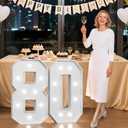 3FT 80 Marquee Numbers, 80 Light up Numbers for Party, 80th Birthday Decorations for Women Men, Big 80 Sign with Light for Anniversary, Birthday Backdrop Decor