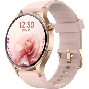 Fitpolo Smart Watch for Women,1.3" AMOLED Touchscreen Fitness Tracker, Make/Answer Calls, Heart Rate SpO2 Monitor, IP68 Waterproof, Sleep & Activity Tracking Smartwatch for Android Phones iPhone (Rose Gold)