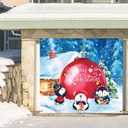 Christmas Garage Door Banner 7 x 8ft outdoor Christmas Decoration holiday garage door covers wall Backdrop Decoration Indoor Outdoor for Christmas Holiday Party Supplies (Penguin) (Smart Color)