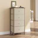 DUMOS Nightstand, Bedside Table with 4 Fabric Drawers, 11.8"D x 17.7"W x 37.4"H