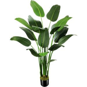 6.5ft Artificial Silk Bird of Paradise Palm Tree (78in) with 17 Trunks Faux Tree and Plastic Nursery Pot, Fake Plant for Office House Farmhouse Living Room Home Decor (Indoor/Outdoor)
